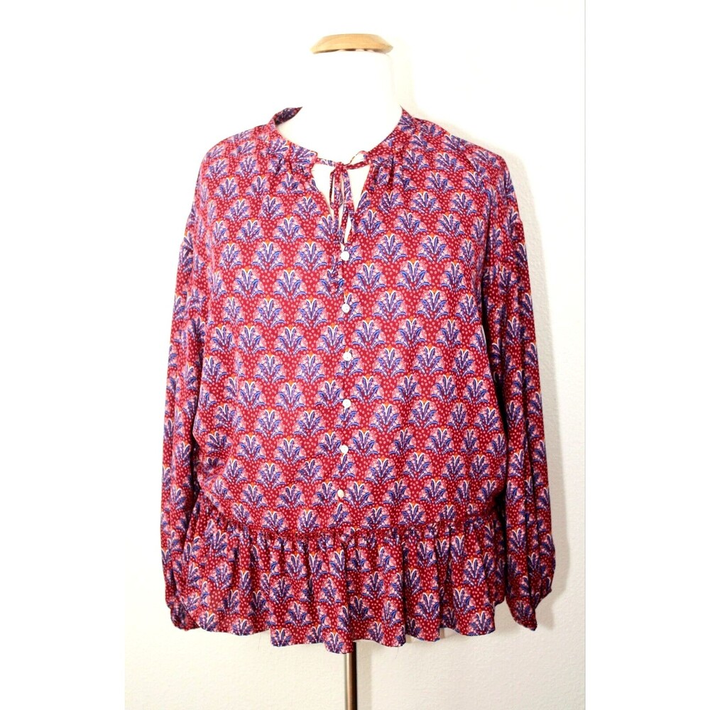 Cottagecore BOHO SUZANNE BETRO Weekend Top Sz. 2X Pink Blue Floral Prairie #03